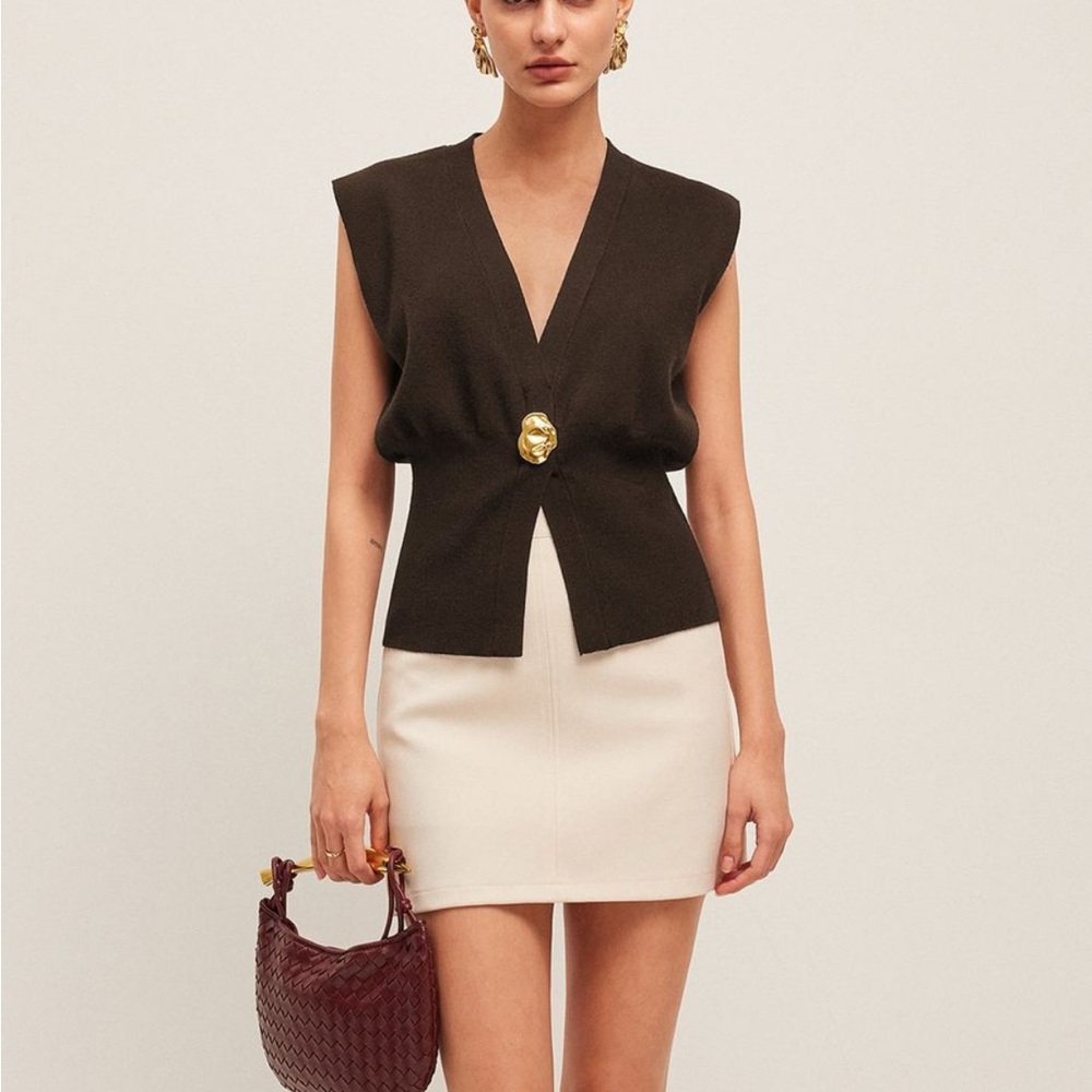 Commense Brown Sleeveless Cardigan